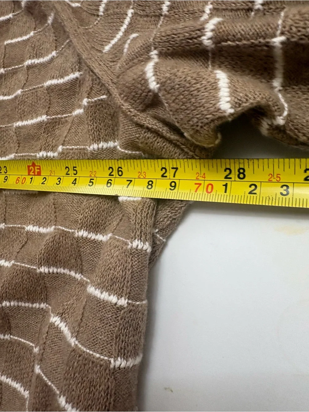 Cozy Camel Striped Knit Sweater 100% NATURAL COTTON!Thin-Light-Weight. Exc Cond!